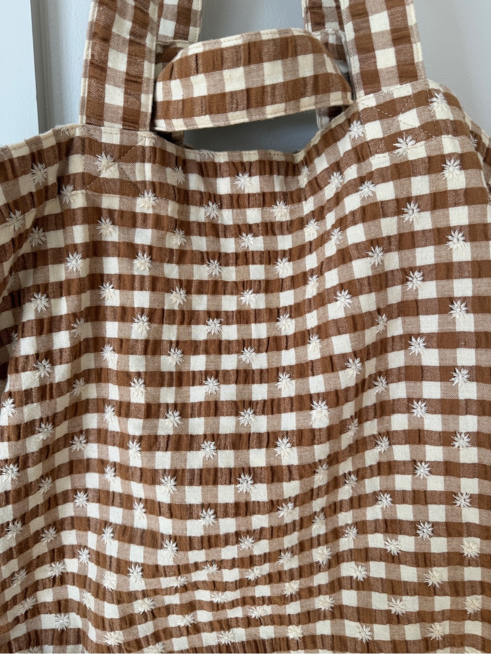 Sézane Brown and White Gingham Tote - Picture 2 of 4